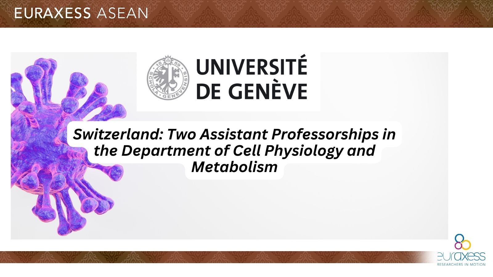 Switzerland: Two Assistant Professorships In The Department Of Cell ...